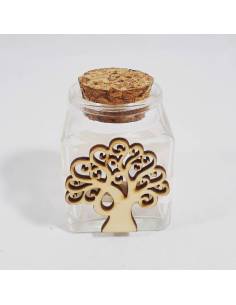 Vasetto portaconfetti laurea biologia e chimica decorato con nastro rosso con pendente a forma molecola 2