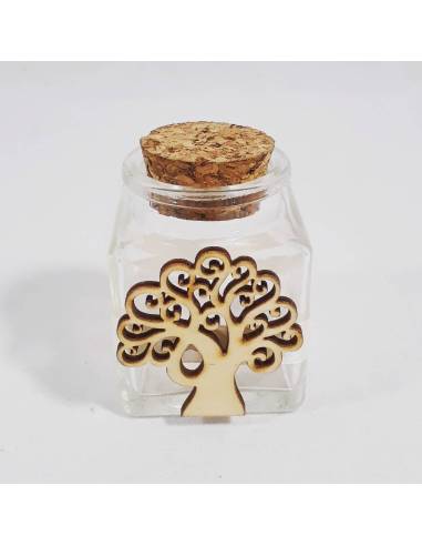 Vasetto portaconfetti laurea biologia e chimica decorato con nastro rosso con pendente a forma molecola