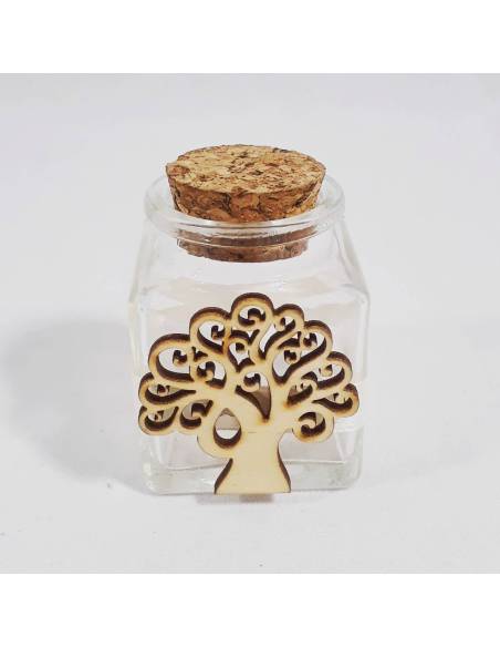 Vasetto portaconfetti laurea biologia e chimica decorato con nastro rosso con pendente a forma molecola