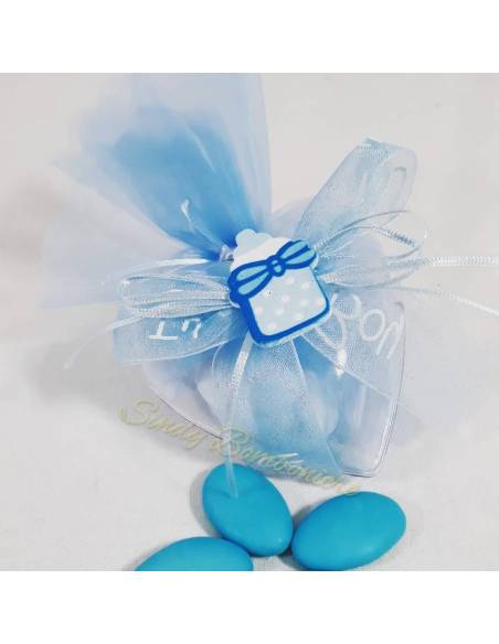 Portaconfetti bomboniera nascita biberon su cuore