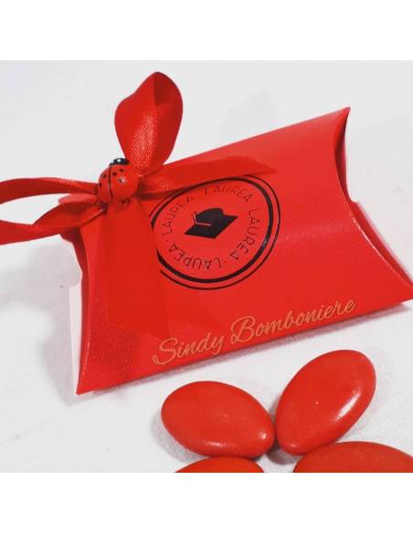 Scatolina aprifesta economica rossa per laurea con coccinella confetti e bigliettini