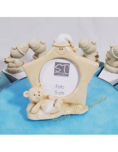 Torta bomboniera orsetti sole luna stella effetto porcellana battesimo nascita bimbo