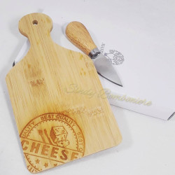 Bomboniera per matrimonio anniversario sposi tagliere in legno per formaggi + coltellino e partecipazioni 2