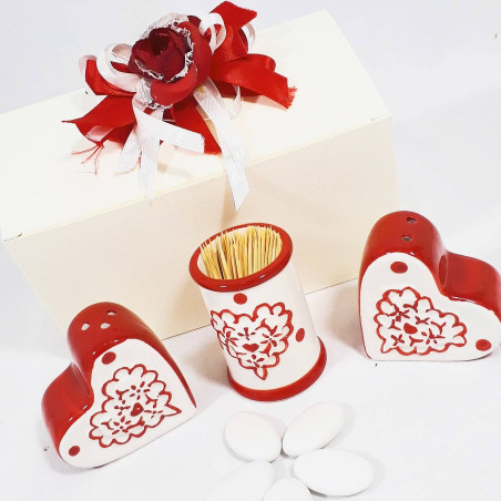 BOMBONIERE matrimonio utili SET sale/pepe portastuzzicadenti anniversario promessa PARTECIPAZIONI omaggio