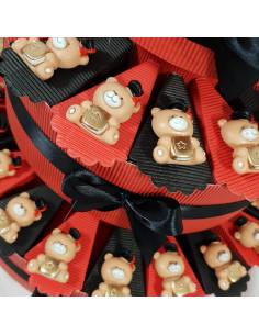 TORTA BOMBONIERA LAUREA orsetti magneti con tocco e libricino dorato 2