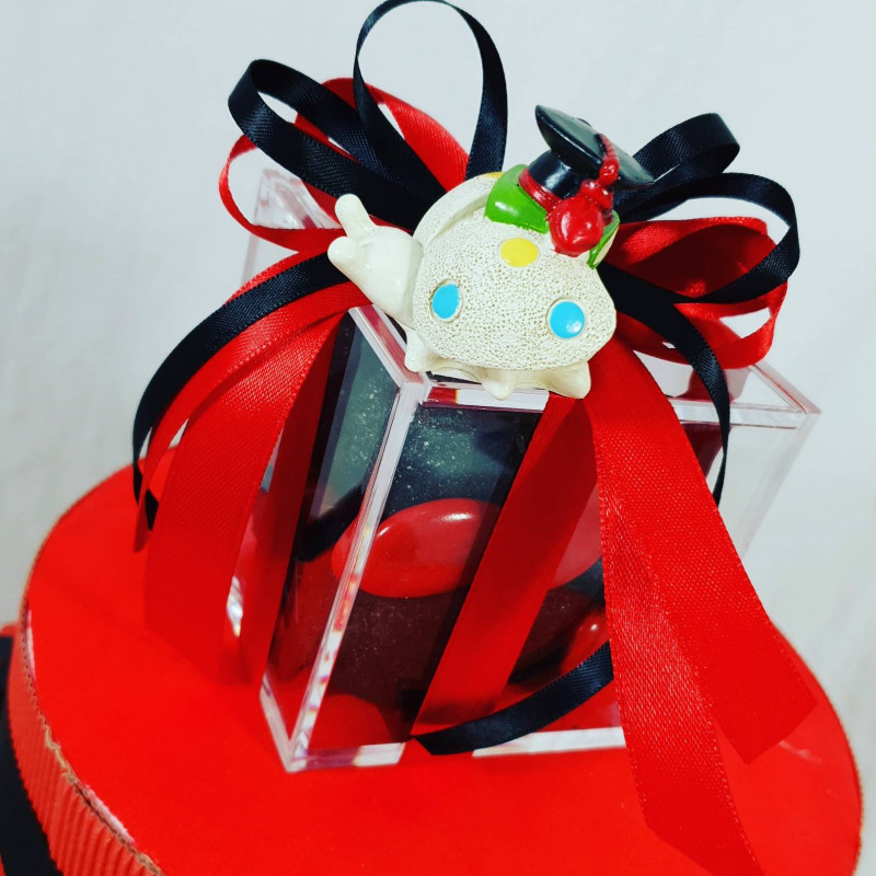 TORTA BOMBONIERA LAUREA con COCCINELLE PORTAFORTUNA Lettere GIURISPRUDENZA INGEGNERIA