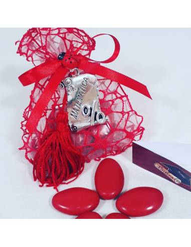 Bomboniera sacchetto portaconfetti per laurea targhetta Matematica  con nappina 