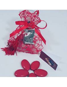 Bomboniera sacchetto portaconfetti per laurea targhetta farmacia caduceo con nappa