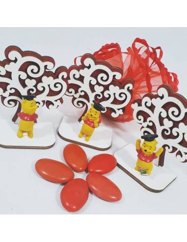 Albero della vita in legno con orsetto winnie the pooh bomboniera laurea economica