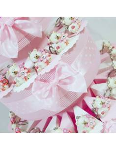 Torta Bomboniere orsetto portachiavi con fiorellini smile 2