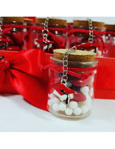 VASETTINI IN VETRO CON TAPPO SUGHERO E BRACCIALI ANCORA, BUSSOLA, TIMONE, GUFO 18° COMPLEANNO