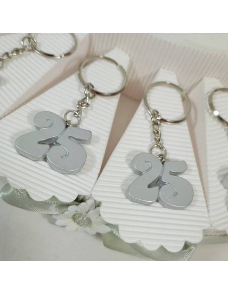 portachiavi bomboniere anniversario matrimonio nozze d'argento centrale incluso