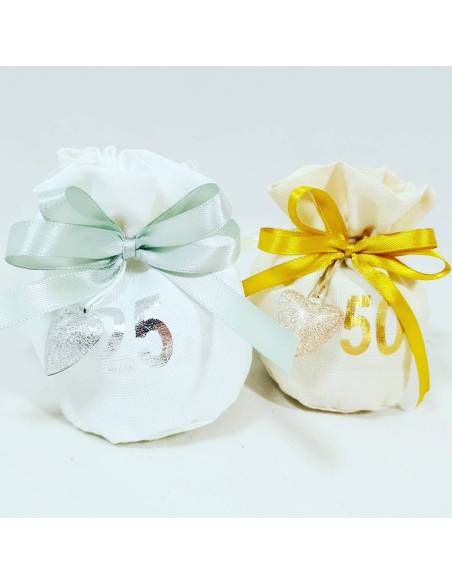 SACCHETTI CONFETTI ANNIVERSARIO DI MATRIMONIO ARGENTO/ORO