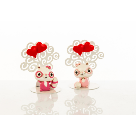 Bomboniera Cuorematto porta memo clip con cuoricino magnetico rosso e albero della vita in metallo 2 modelli assortiti 