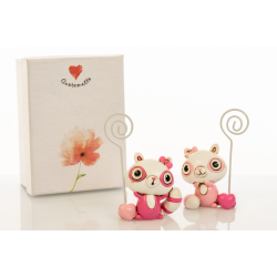 Bomboniera Cuorematto memoclip 2 modelli assortiti in resina decorata poldina rosa 