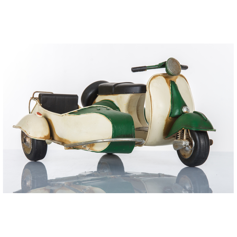 Bomboniera suprammobile sidecar scooter bianco e verde  CUOREMATTO LINEA CUOR VELOCE