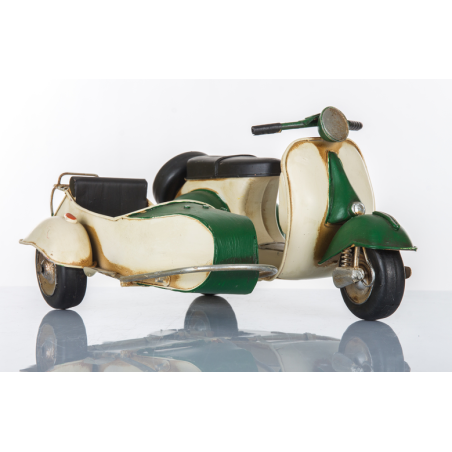 Bomboniera suprammobile sidecar scooter bianco e verde  CUOREMATTO LINEA CUOR VELOCE