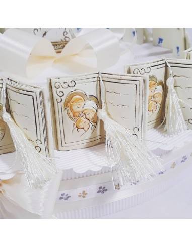 TORTA Bomboniera SACRA FAMIGLIA DA APPOGGIO BAMBINA BAMBINO  BATTESIMO