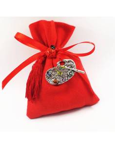 Bomboniere laurea sacchetti rossi con pendente ciondolo tavolozza da pittore