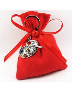 Bomboniere laurea sacchetti rossi con pendente ciondolo tavolozza da pittore 2