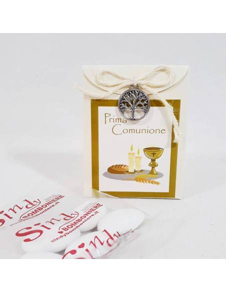 Idea bomboniera ricordo della prima comunione bimbo bimba applicazione albero della vita