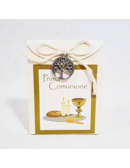 Idea bomboniera ricordo della prima comunione bimbo bimba applicazione albero della vita