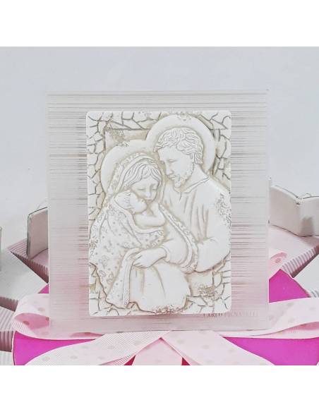 Torta bomboniera SACRA FAMIGLIA con porta confetti per battesimo, cresima bambina