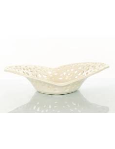 Vassoio di forma ovale in ceramica con lavori a traforo MORENA