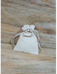 Sacchetto in cotone bianco con applicazione albero bonsai AXS63