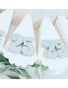 Torta porta bomboniere magneti 25 argentati per anniversario nozze d'argento 2