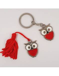 Bomboniera laurea ciondolo gufetto rosso simpatico portachiavi con nappina rossa