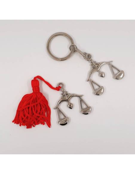 Bomboniera bilancia con nappina rossa o portachiavi per laurea in legge giurisprudenza