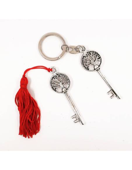 Chiave albero della vita laurea con nappina rossa per bomboniere FAI DA TE