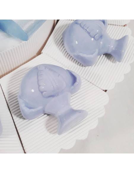 Pumo di Grottaglie in ceramica calamita confezionato su torta bomboniera