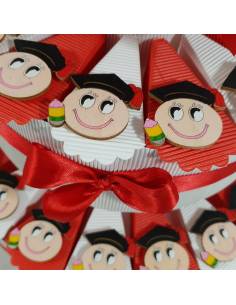 Torta laurea con smile in legno magneti dipinti a mano con centrale tocco e tesi 2