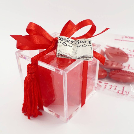 BOMBONIERA PLEXIGLASS CON CODICE CIVILE PER LAUREA GIURISPRUDENZA DIRITTO