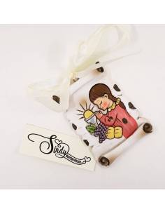 Particolare bomboniere Prima Comunione bambina , pergamena