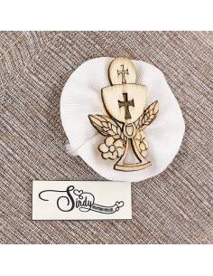 Particolare bomboniere Prima Comunione calice legno e stoffa|Sindy Bomboniere|