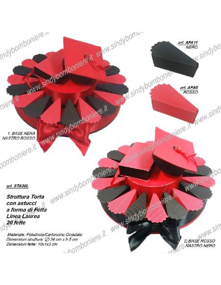 STRUTTURA TORTA BOMBONIERA 20 FETTE LAUREA PORTACONFETTI FAI DA TE CONFEZIONE