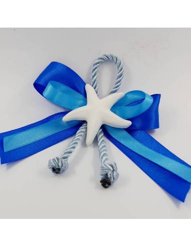 BOMBONIERE SEGNAPOSTO Stella Marina BAMBINO fiocco azzurro NASCITA BATTESIMO