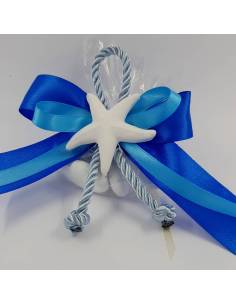 BOMBONIERE SEGNAPOSTO Stella Marina BAMBINO fiocco azzurro NASCITA BATTESIMO 2