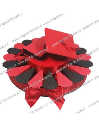 STRUTTURA TORTA BOMBONIERA 20 FETTE LAUREA PORTACONFETTI FAI DA TE CONFEZIONE