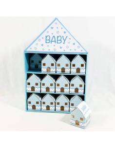 Portaconfetti scatoline a casetta bomboniere nascita maschietto