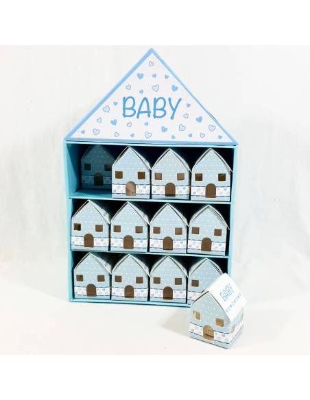 Portaconfetti scatoline a casetta bomboniere nascita maschietto