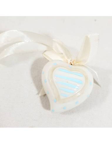 Bomboniere nascita bimbo con pendente a cuore in ceramica
