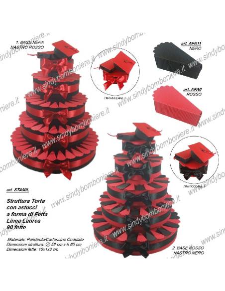 STRUTTURA TORTA BOMBONIERA 90 FETTE LAUREA PORTACONFETTI FAI DA TE CONFEZIONE