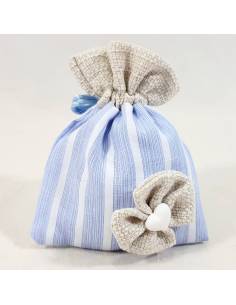 Bomboniere nascita sacchetto in cotone rigato per maschietto