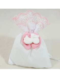 Bomboniere sacchetti bianchi per nascita femmina