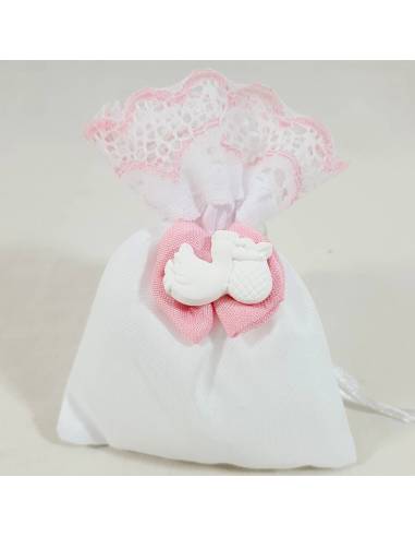 Bomboniere sacchetti bianchi per nascita femmina