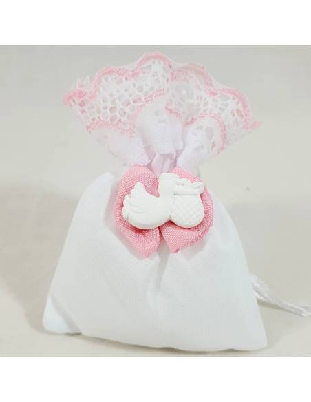 Bomboniere sacchetti bianchi per nascita femmina